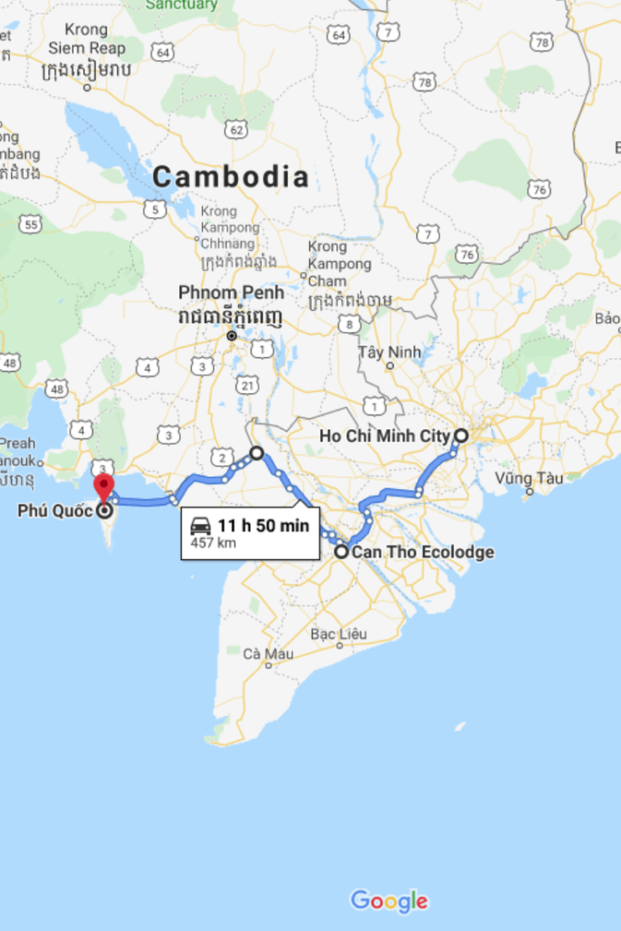 South Vietnam itinerary map