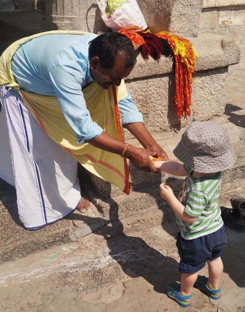 getting a blessing in Mysore