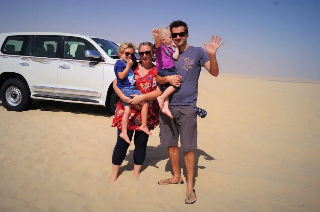 Doha stopover with kids - dune bashing
