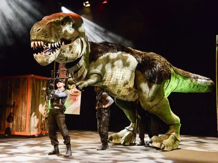 dinosaur puppet in theatre