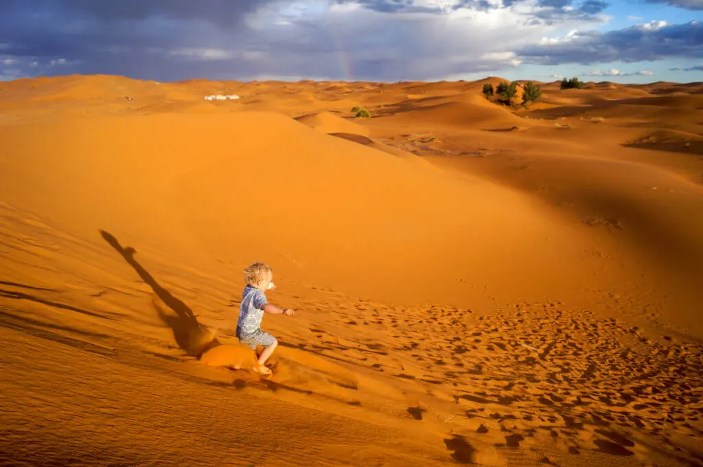 Running down sand dune