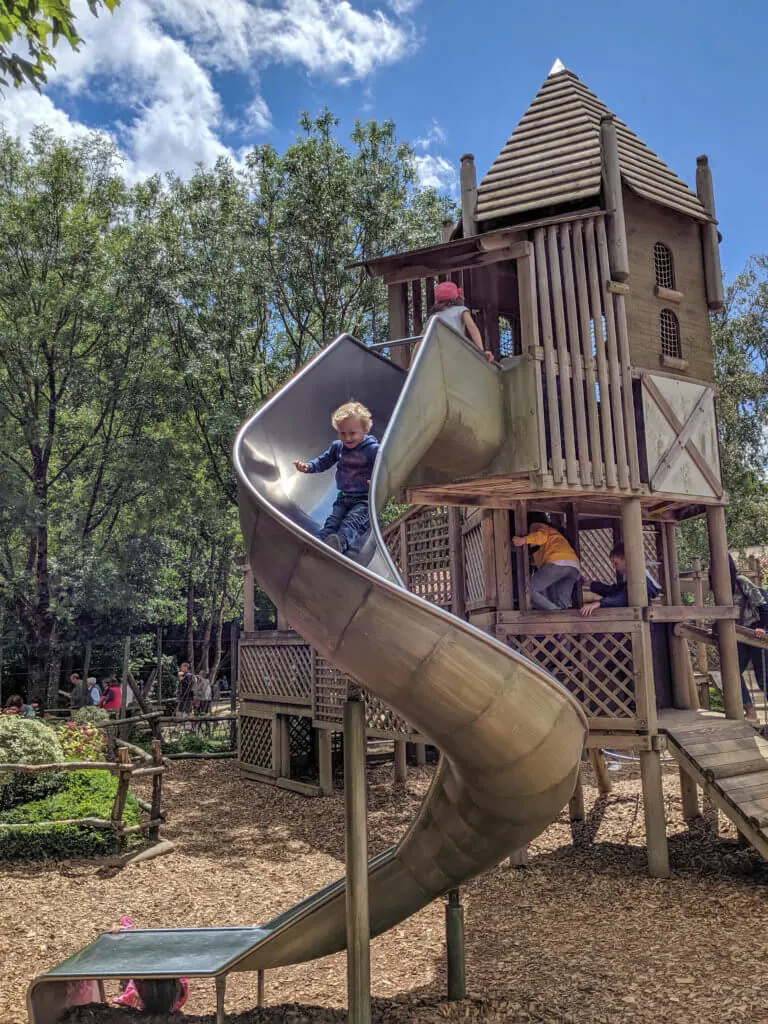 boy on slide at playground