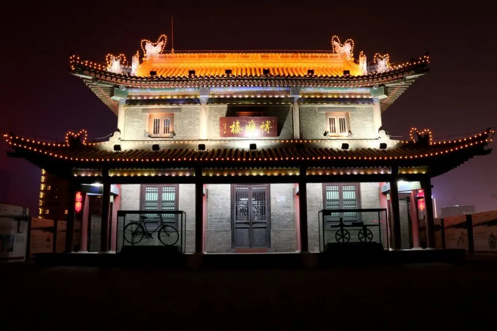 lit up building in Xi'an