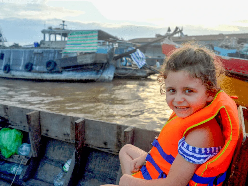 child at Cai Rang Floating Market