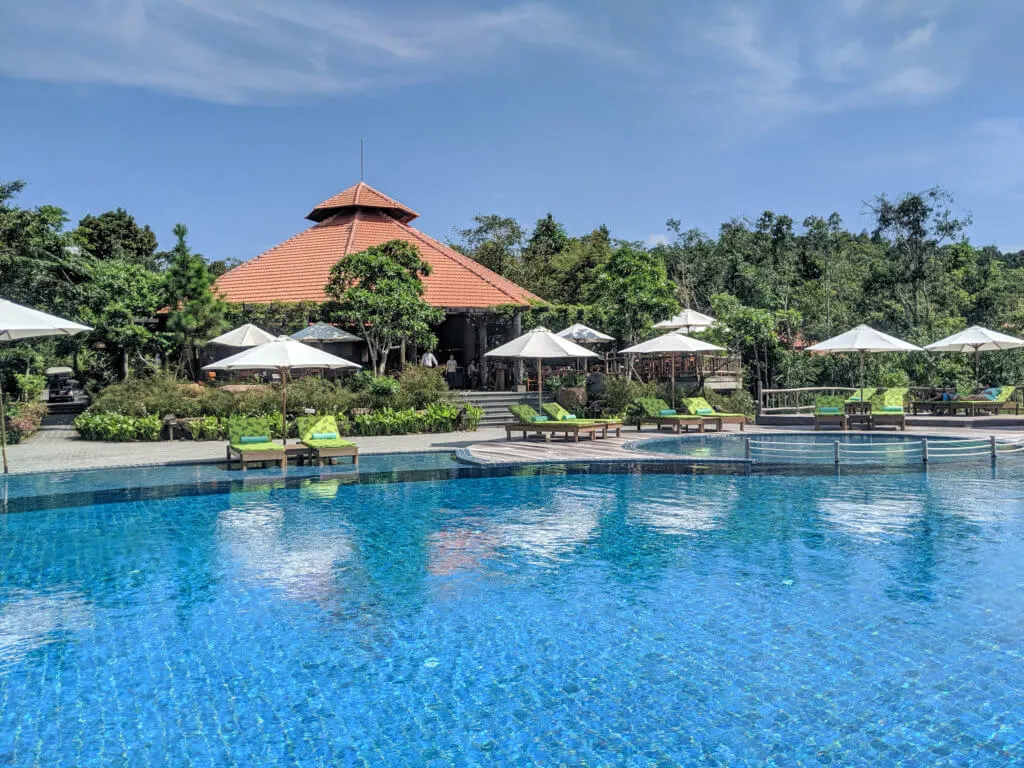 main pool and restaurant at Green Bay Resort, Phu Quoc