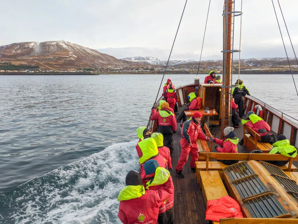 whale watching boat coming in to Husavik