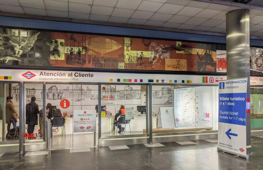 ticket office at Madrid airport metro