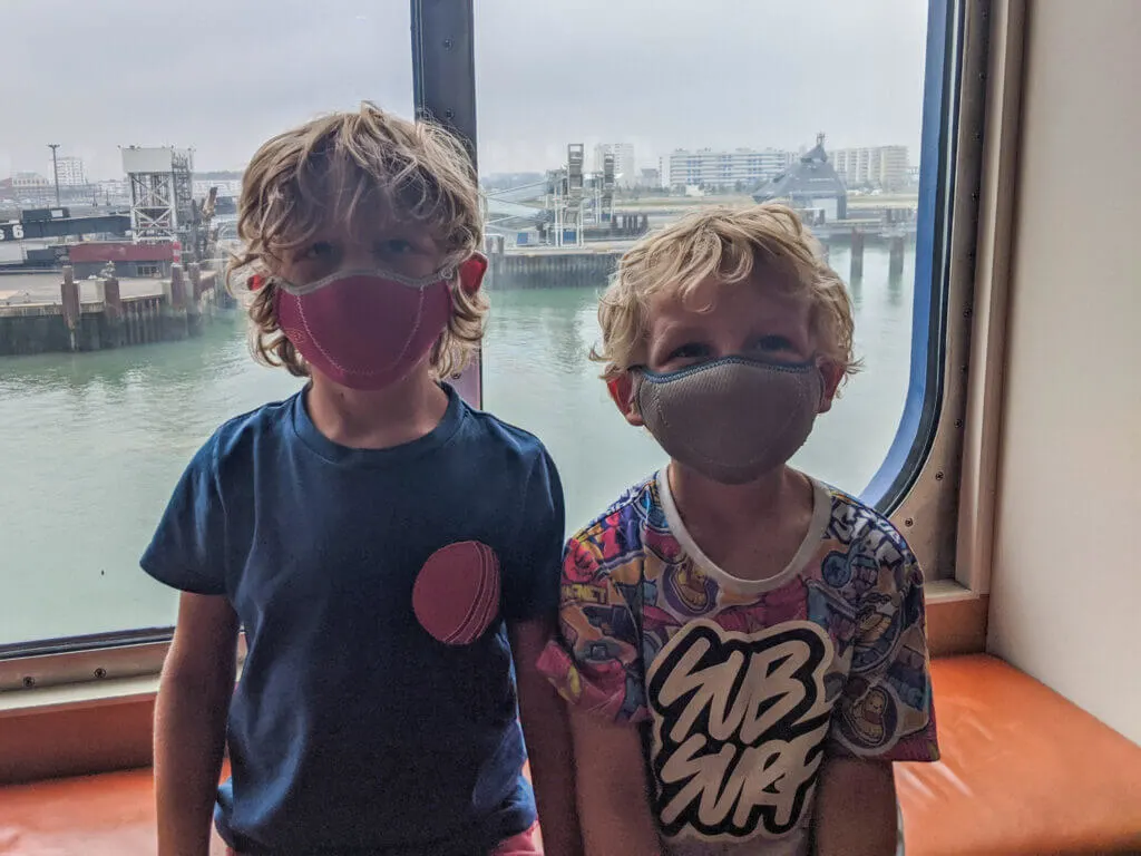 wearing masks on the ferry