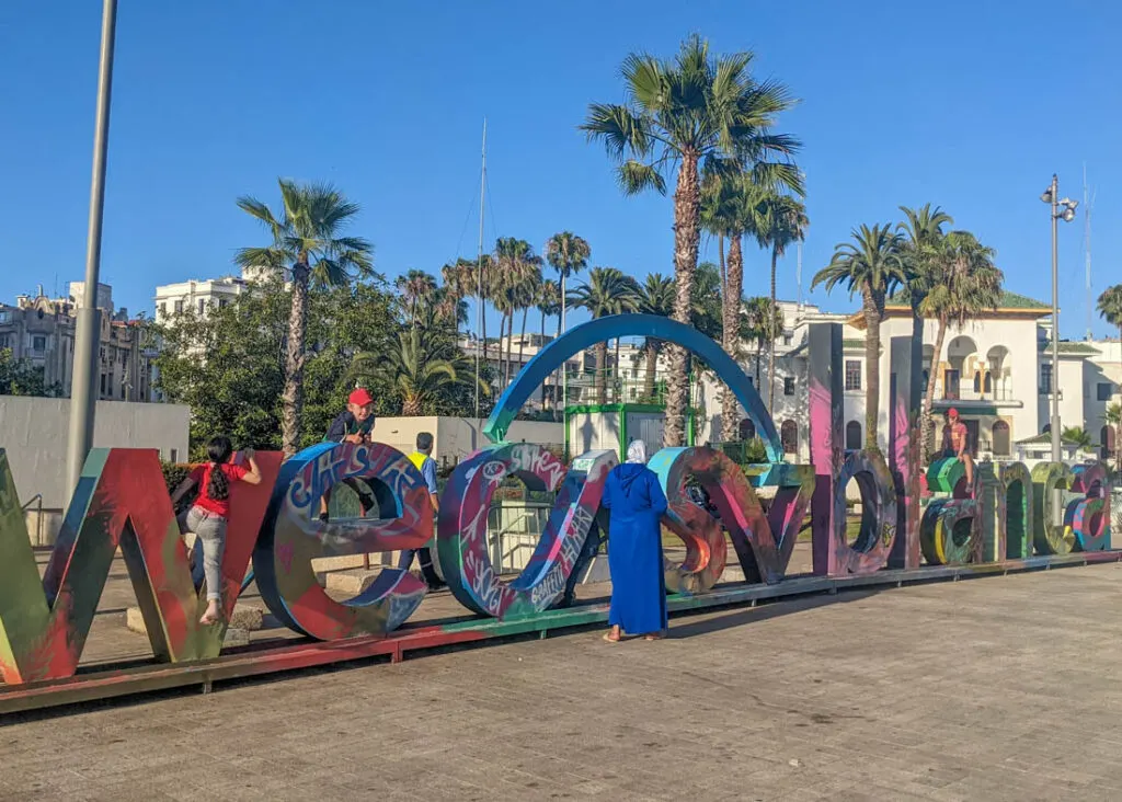 Casablanca sign at Place Mohammed V