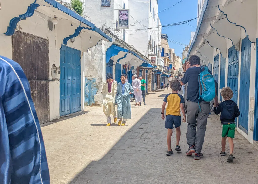 Walking through Essaouira Medina with kids