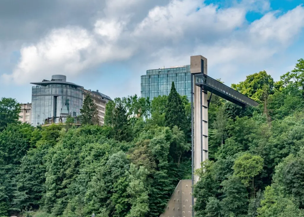 View with Pfaffenthal Panoramic Elevator is a public elevator in Luxembourg City, Luxembourg.