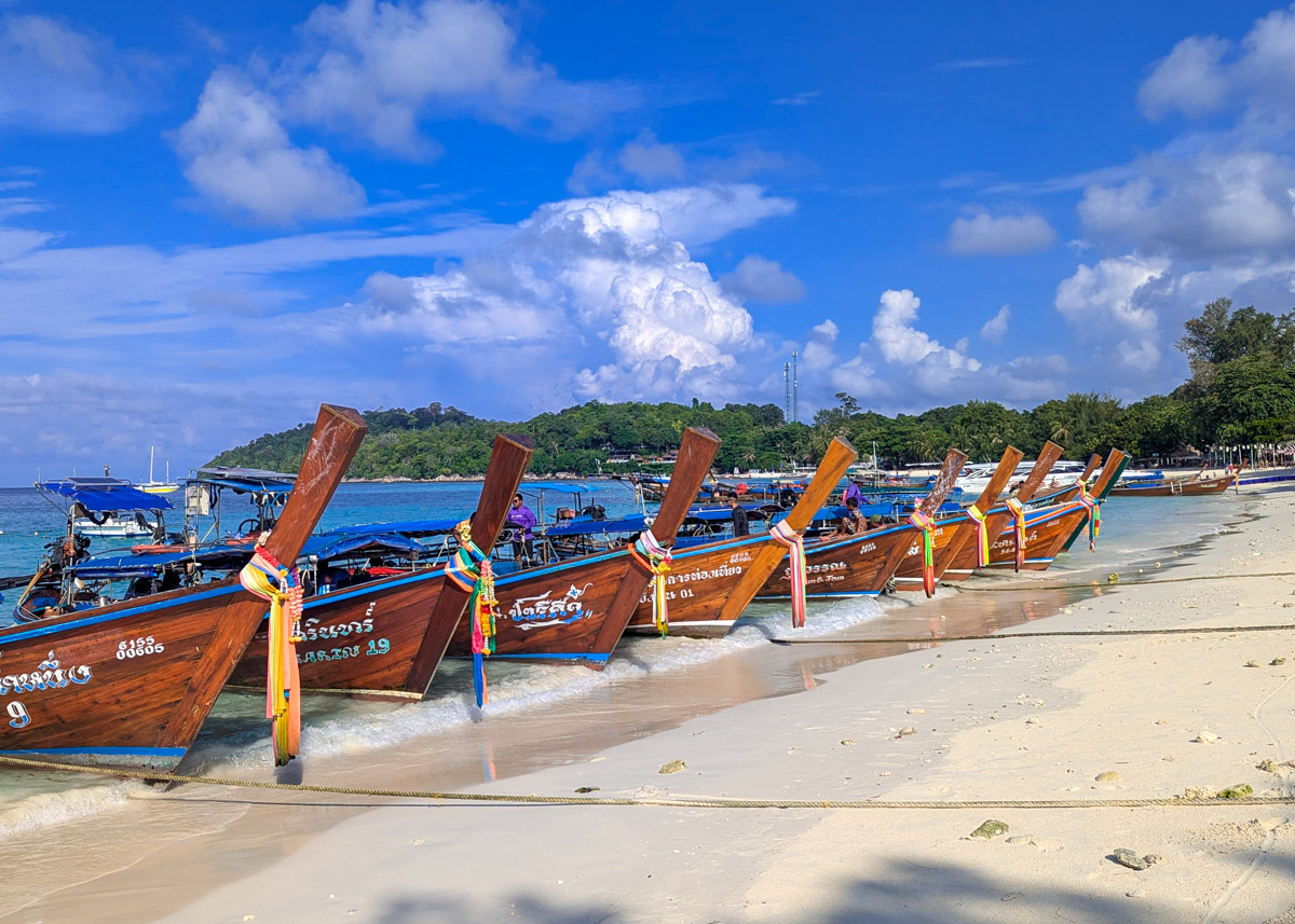 longtails on Pattaya Beach, Koh Lipe