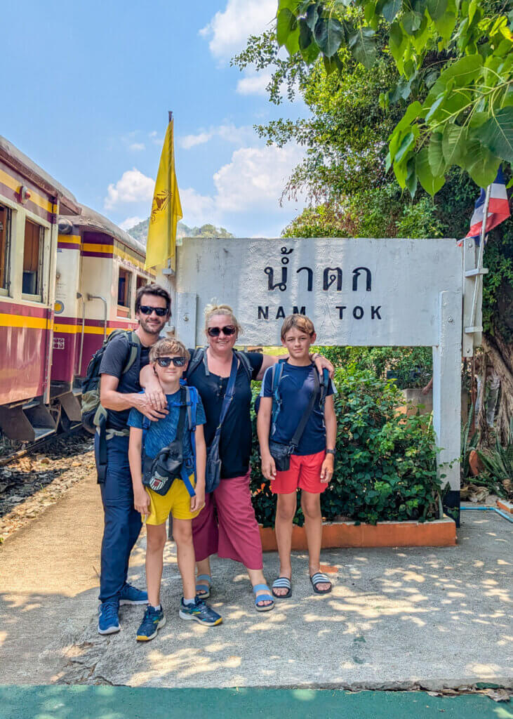 TraveLynn Family at Nam Tok Railway Station, Thailand